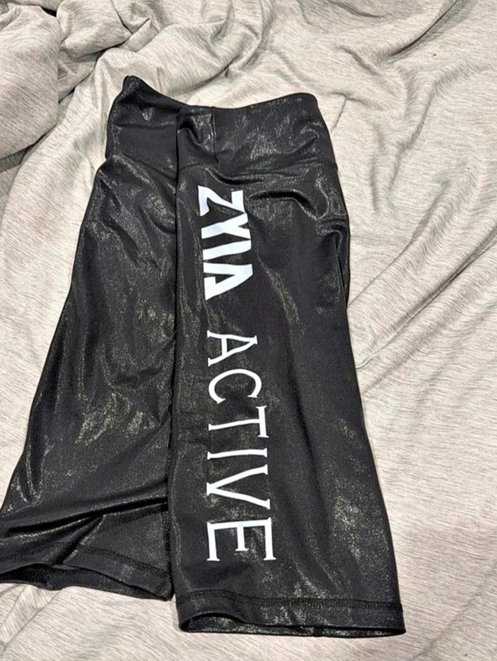 ZYIA Active Black Metallic Light n Tight Biker Shorts Light n Tight